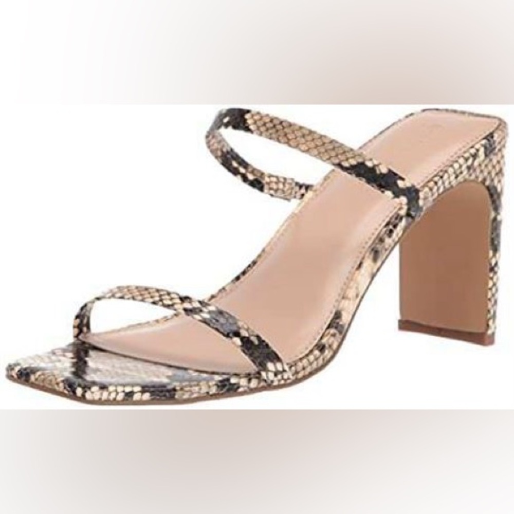 The Drop Women's Avery Square Toe Two Strap High Heeled Sandal, Sand, 8 NWT